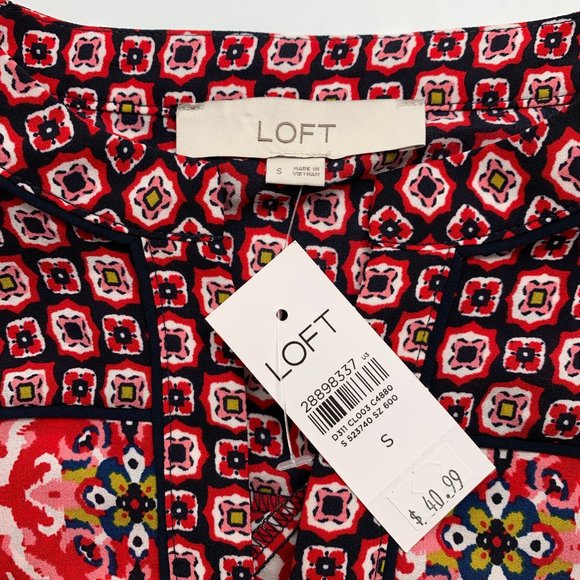 Ann Taylor LOFT Mixed Mosaic Split Neck Blouse - Picture 5 of 7